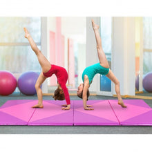 Load image into Gallery viewer, 4" x 10" x 2" Gymnastics Mat Folding Portable Exercise Aerobics Fitness-Purple

