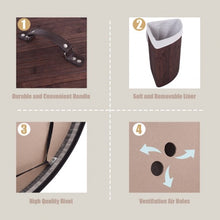 Load image into Gallery viewer, Corner Bamboo Hamper Laundry Basket-Brown

