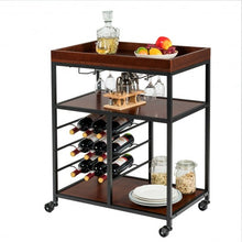 Load image into Gallery viewer, 3 Tier Storage Bar Serving Cart with Wine Rack
