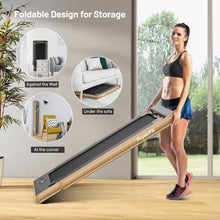 Load image into Gallery viewer, 2-in-1 Electric Motorized Health and Fitness Folding Treadmill with Dual Display and Speaker-Yellow
