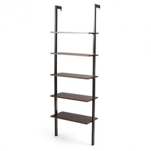 Load image into Gallery viewer, 5-Tier Metal Frame Ladder Shelf -Brown

