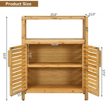 Load image into Gallery viewer, 2-door Bamboo Floor Cabinet Storage Organizer with Open Shelf Adjustable Shelf
