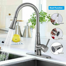 Load image into Gallery viewer, Pull-down Single Handle Brushed Nickel Kitchen Faucet
