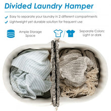 Load image into Gallery viewer, Handwoven Laundry Hamper Basket with 2 Removable Liner Bags-Gray
