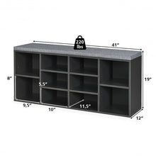 Load image into Gallery viewer, 10-Cube Organizer  Entryway Padded Shoe Storage Bench-Gray

