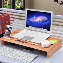 Load image into Gallery viewer, Bamboo Monitor Stand Riser Storage Laptop Desktop
