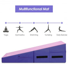 Load image into Gallery viewer, Folding Wedge Exercise Gymnastics Mat with Handles-Purple
