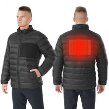Load image into Gallery viewer, Electric USB Men’s Down Heated Jacket Thermal Stand Collar Coat-Black-XXXL
