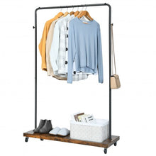 Load image into Gallery viewer, Industrial Pipe Style Rolling Garment Rack on Wheels
