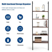 Load image into Gallery viewer, 5-Tier Metal Frame Ladder Shelf -Brown
