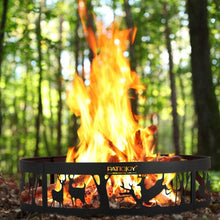 Load image into Gallery viewer, 36" Metal Fire Pit Ring Deer with Extra Poker Bonfire Liner for Campfire
