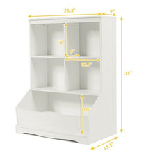 Load image into Gallery viewer, 3-Tier Children's Multi-Functional Bookcase Toy Storage Bin Floor Cabinet-White
