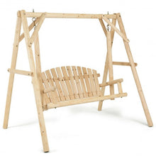 Load image into Gallery viewer, Rustic Wooden Porch Swing Bench with A-Frame Stand Set

