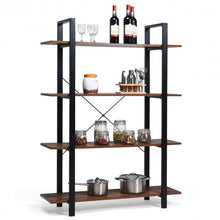 Load image into Gallery viewer, 4-Tiers Bookshelf Industrial Bookcases Metal Frame Shelf Stand
