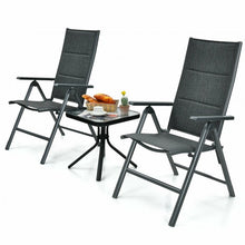 Load image into Gallery viewer, 2PCS Patio Folding Dining Chairs Aluminum Padded Adjustable Back-Gray
