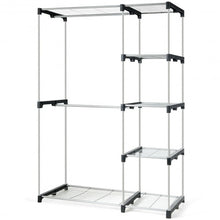 Load image into Gallery viewer, Freestanding Clothes Organizer Rack with Shelves and Hanging Rods
