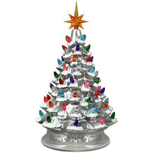 Load image into Gallery viewer, 15" Pre-Lit Hand-Painted Ceramic Christmas Tree-Silver
