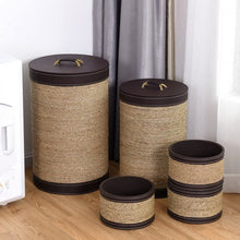 Load image into Gallery viewer, 5 pcs Round Storage Basket Seaweed Hamper Laundry Basket
