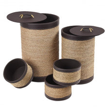 Load image into Gallery viewer, 5 pcs Round Storage Basket Seaweed Hamper Laundry Basket
