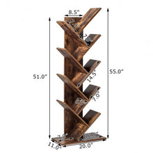 Load image into Gallery viewer, 8-Tier Free Standing Tree Bookshelf-Coffee
