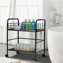 Load image into Gallery viewer, 2-Tier Storage Rolling Cart Trolley with Lockable Wheels Organizer
