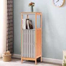 Load image into Gallery viewer, Bathroom Floor Cabinet Freestanding Single Door Bamboo 3-Tier Storage
