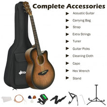 Load image into Gallery viewer, 40" Full Size Cutaway Acoustic Guitar Starter Guitarra Bundle Kit -Coffee

