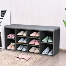 Load image into Gallery viewer, 10-Cube Organizer  Entryway Padded Shoe Storage Bench-Gray
