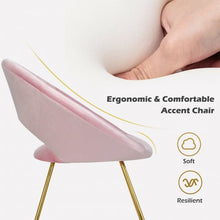 Load image into Gallery viewer, Set of 2 Accent Velvet Chairs Dining Chairs Arm Chair with Golden Legs-Pink
