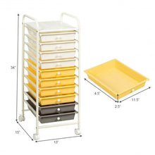 Load image into Gallery viewer, 10 Drawer Rolling Storage Cart Organizer-Yellow

