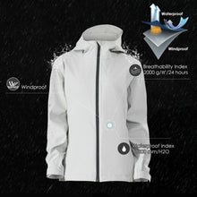 Load image into Gallery viewer, Women's Waterproof &amp; Windproof Rain Jacket with Velcro Cuff-Gray-L
