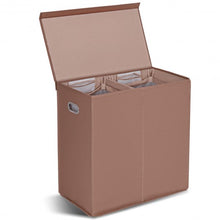 Load image into Gallery viewer, Double Laundry Hamper Storage Collapsible Basket Cothes Organizer-Brown
