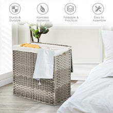 Load image into Gallery viewer, Laundry Hamper Hand-Woven Synthetic Rattan Laundry Basket-Gray
