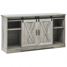 Load image into Gallery viewer, 59" TV Stand with Adjustable Shelf and Sliding Barn Door Cabinet-Gray
