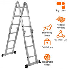 Load image into Gallery viewer, 12.5' 12-Step Multi Purpose Aluminum Folding Scaffold Ladder
