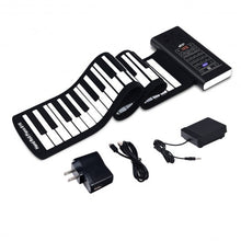 Load image into Gallery viewer, 61 Key Electronic Roll up Silicone Rechargeable Piano Keyboard-Black
