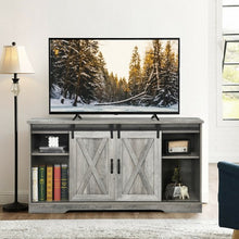 Load image into Gallery viewer, 59" TV Stand with Adjustable Shelf and Sliding Barn Door Cabinet-Gray
