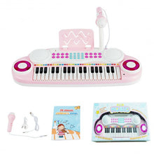 Load image into Gallery viewer, Multifunctional 37 Electric Keyboard Piano with Microphone-Pink
