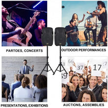 Load image into Gallery viewer, Portable DJ Speaker w/Active &amp; Passive Speakers &amp; 2 Speaker Stands  Microphone
