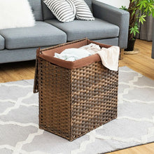 Load image into Gallery viewer, Hand-woven Foldable Rattan Laundry Basket-Brown
