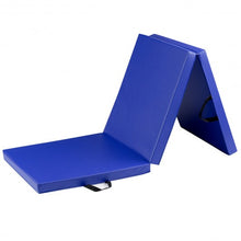 Load image into Gallery viewer, 6' x 2' Exercise Tri-Fold Gymnastics Mat w/ Carrying Handles-Blue
