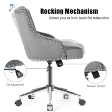 Load image into Gallery viewer, Tufted Upholstered Swivel Computer Desk Chair with Nailed Tri-Gray
