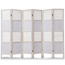 Load image into Gallery viewer, 6 Panel Stripe-hollow Wood Folding Freestanding Room Privacy Screen
