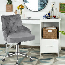 Load image into Gallery viewer, Tufted Upholstered Swivel Computer Desk Chair with Nailed Tri-Gray
