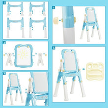 Load image into Gallery viewer, Kids Height Adjustable Double Side Magnetic Art Easel-Blue
