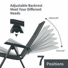 Load image into Gallery viewer, 2PCS Patio Folding Dining Chairs Aluminum Padded Adjustable Back-Gray
