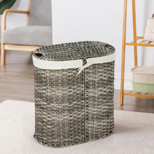 Load image into Gallery viewer, Handwoven Laundry Hamper Basket with 2 Removable Liner Bags-Gray
