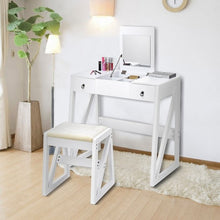 Load image into Gallery viewer, Vanity Dressing Table Set Flip Makeup Mirror Stool with 2 Drawers
