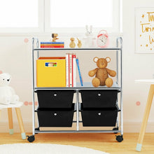 Load image into Gallery viewer, 4 Drawers Shelves Rolling Storage Cart Rack-Black
