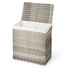 Load image into Gallery viewer, Laundry Hamper Hand-Woven Synthetic Rattan Laundry Basket-Gray
